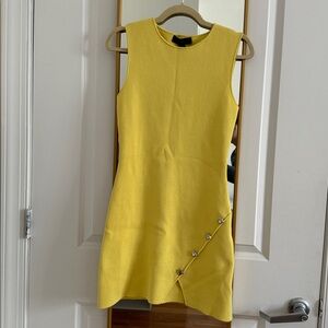 Zara Yellow Sleeveless Dress with Button Detail